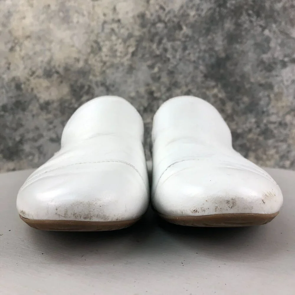 Paul Green Womens UK 5.5 (US 8) White Leather Cap Toe Slip On Flat Loafers Shoes